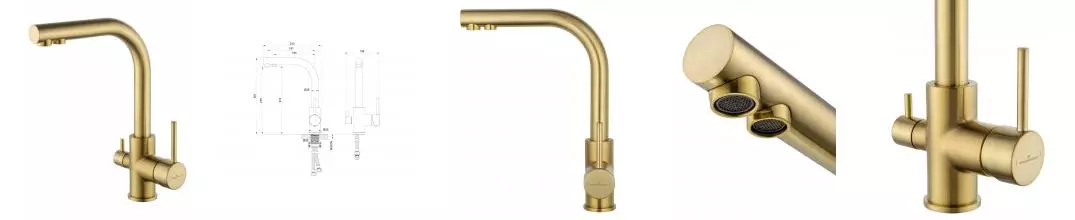 Смеситель для кухни c подключением фильтра WONZON & WOGHAND, Брашированное золото (WW-88458005-BG) · без серии, Wonzon & Woghand, WW-88458005-BG