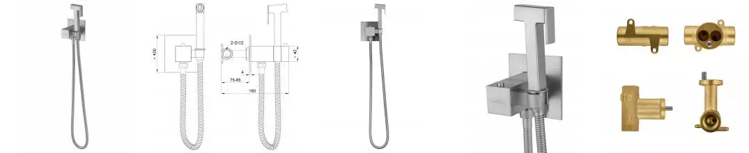 Смеситель с гигиеническим душем и термостатом встраиваемый WONZON & WOGHAND, Брашированный никель (WW-88829910-BN) · без серии, Wonzon & Woghand, WW-88829910-BN