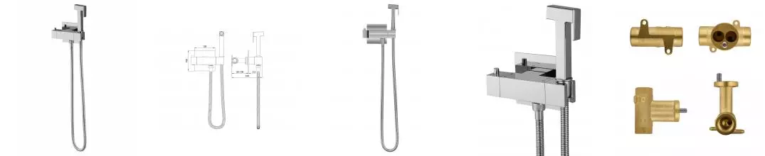 Смеситель с гигиеническим душем и термостатом встраиваемый WONZON & WOGHAND, Хром (WW-88819903-CR) · без серии, Wonzon & Woghand, WW-88819903-CR