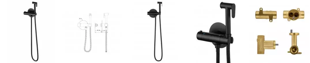 Смеситель с гигиеническим душем и термостатом встраиваемый WONZON & WOGHAND, Черный матовый (WW-88819902-MB) · без серии, Wonzon & Woghand, WW-88819902-MB