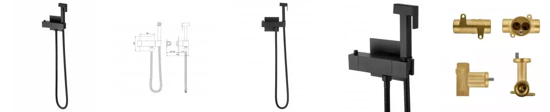 Смеситель с гигиеническим душем и термостатом встраиваемый WONZON & WOGHAND, Черный матовый (WW-88819903-MB) · без серии, Wonzon & Woghand, WW-88819903-MB