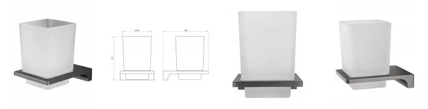 Стакан для зубных щеток с держателем WONZON & WOGHAND ECLIPSE, Тёмный графит (WW-9121-BGM) · Eclipse, Wonzon & Woghand, WW-9121-BGM