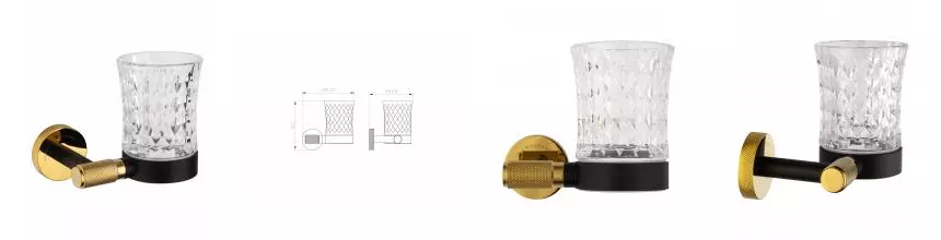 Стакан для зубных щеток с держателем WONZON & WOGHAND MAJESTIC, Чёрный/Золото (WW-9221) · Majestic, Wonzon & Woghand, WW-9221