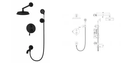 Душевая система встраиваемая WONZON & WOGHAND STEAM, Чёрный матовый (WW-88939008-MB) · Steam, Wonzon & Woghand, WW-88939008-MB