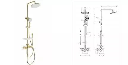 Душевая система с гигиеническим душем и термостатом WONZON & WOGHAND Plate, Брашированное золото (WW-C3017-A1-BG) · Plate, Wonzon & Woghand, WW-C3017-A1-BG Душевая система с гигиеническим душем и термостатом WONZON & WOGHAND Plate, Брашированное золото (WW-C3017-A1-BG) · Plate, Wonzon & Woghand, WW-C3017-A1-BG