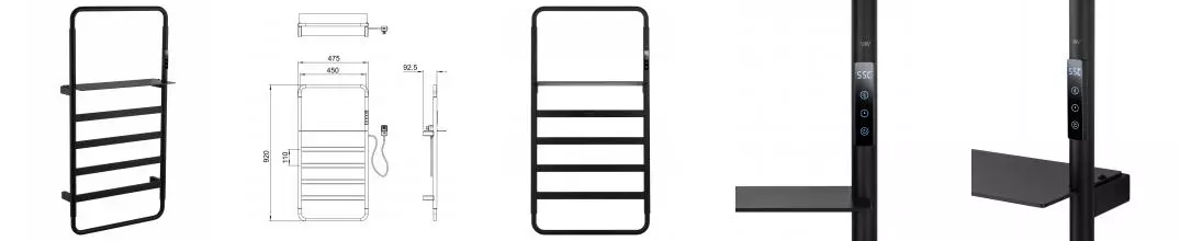 Полотенцесушитель электрический WONZON & WOGHAND DUSSELDORF, Черный матовый (WW-A203-MB) · Dusseldorf, Wonzon & Woghand, WW-A203-MB