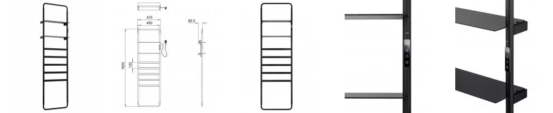 Полотенцесушитель электрический WONZON & WOGHAND DUSSELDORF, Черный матовый (WW-A205-MB) · Dusseldorf, Wonzon & Woghand, WW-A205-MB