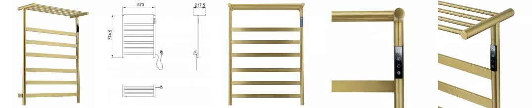 Полотенцесушитель электрический WONZON & WOGHAND ESSEN, Брашированное золото (WW-A403-BG) · Essen, Wonzon & Woghand, WW-A403-BG