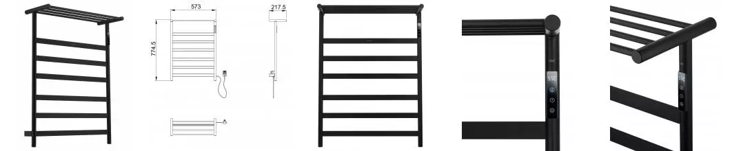Полотенцесушитель электрический WONZON & WOGHAND ESSEN, Черный матовый (WW-A403-MB) · Essen, Wonzon & Woghand, WW-A403-MB