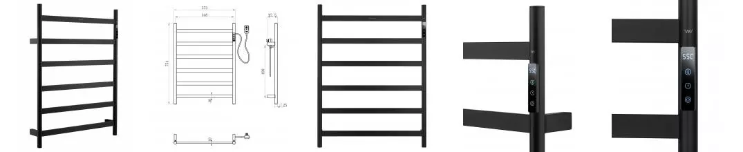 Полотенцесушитель электрический WONZON & WOGHAND ESSEN, Черный матовый (WW-A405-MB) · Essen, Wonzon & Woghand, WW-A405-MB