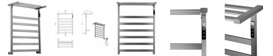 Полотенцесушитель электрический WONZON & WOGHAND FRANKFURT, Тёмный графит (WW-A1026-GM) · Wonzon & Woghand, WW-A1026-GM