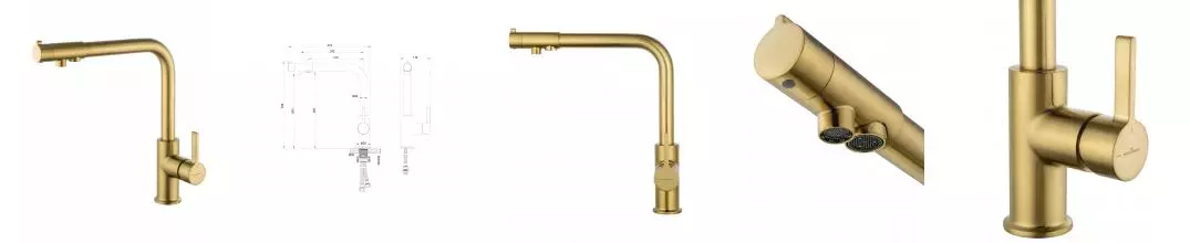 Смеситель для кухни c подключением фильтра WONZON & WOGHAND, Брашированное золото (WW-88458008-BG) · без серии, Wonzon & Woghand, WW-88458008-BG Смеситель для кухни c подключением фильтра WONZON & WOGHAND, Брашированное золото (WW-88458008-BG) · без серии, Wonzon & Woghand, WW-88458008-BG