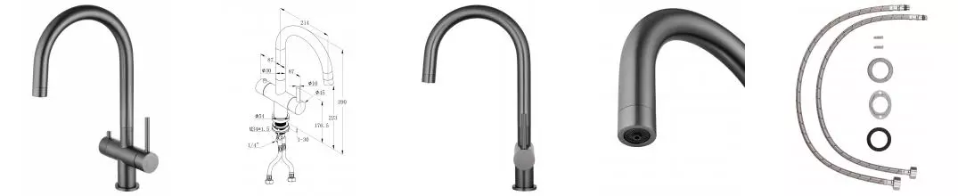 Смеситель для кухни c подключением фильтра WONZON & WOGHAND, Темный графит (WW-3211-BGG) · без серии, Wonzon & Woghand, WW-3211-BGG Смеситель для кухни c подключением фильтра WONZON & WOGHAND, Темный графит (WW-3211-BGG) · без серии, Wonzon & Woghand, WW-3211-BGG