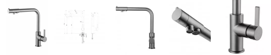 Смеситель для кухни c подключением фильтра WONZON & WOGHAND, Темный графит (WW-88458008-BGM) · без серии, Wonzon & Woghand, WW-88458008-BGM