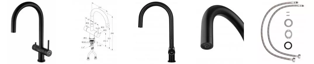 Смеситель для кухни c подключением фильтра WONZON & WOGHAND, Черный матовый (WW-3211-MB) · без серии, Wonzon & Woghand, WW-3211-MB