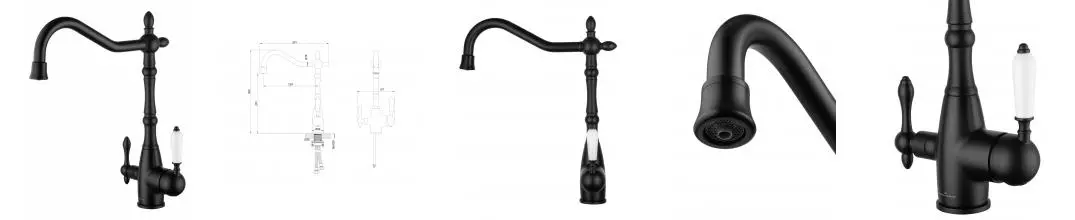 Смеситель для кухни c подключением фильтра WONZON & WOGHAND, Черный матовый (WW-88458006-MB) · без серии, Wonzon & Woghand, WW-88458006-MB