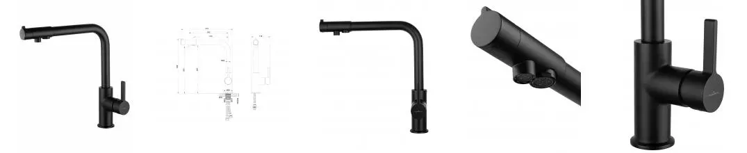 Смеситель для кухни c подключением фильтра WONZON & WOGHAND, Черный матовый (WW-88458008-MB) · без серии, Wonzon & Woghand, WW-88458008-MB