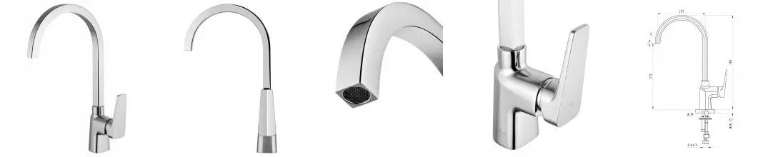 Смеситель для кухонной мойки «Wonzon & Woghand» Athens WW-082101-CR хром Смеситель для кухонной мойки «Wonzon & Woghand» Athens WW-082101-CR хром