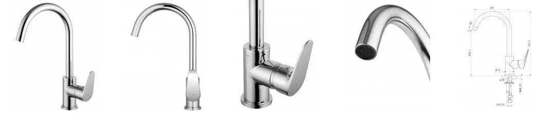 Смеситель для кухонной мойки «Wonzon & Woghand» Balance WW-052101-CR хром Смеситель для кухонной мойки «Wonzon & Woghand» Balance WW-052101-CR хром