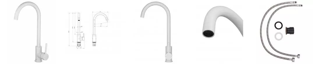 Смеситель для кухни WONZON & WOGHAND, Белый матовый (WW-A21102-MW) · без серии, Wonzon & Woghand, WW-A21102-MW