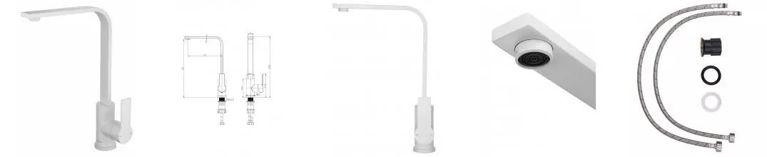 Смеситель для кухни WONZON & WOGHAND, Белый матовый (WW-AE4550-MW) · без серии, Wonzon & Woghand, WW-AE4550-MW