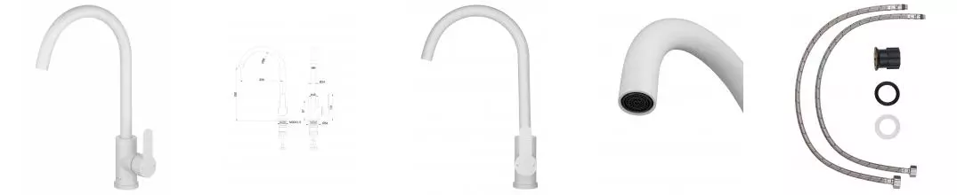 Смеситель для кухни WONZON & WOGHAND, Белый матовый (WW-AE4554-MW) · без серии, Wonzon & Woghand, WW-AE4554-MW