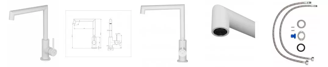 Смеситель для кухни WONZON & WOGHAND, Белый матовый (WW-L1005-MW) · без серии, Wonzon & Woghand, WW-L1005-MW