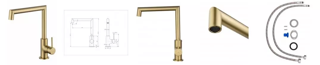 Смеситель для кухни WONZON & WOGHAND, Брашированное золото (WW-L1005-BG) · без серии, Wonzon & Woghand, WW-L1005-BG