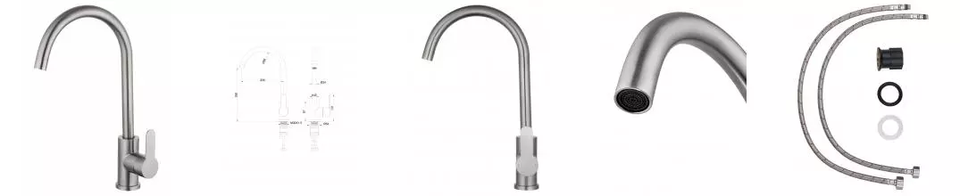 Смеситель для кухни WONZON & WOGHAND, Брашированный никель (WW-AE4554-BS) · без серии, Wonzon & Woghand, WW-AE4554-BS