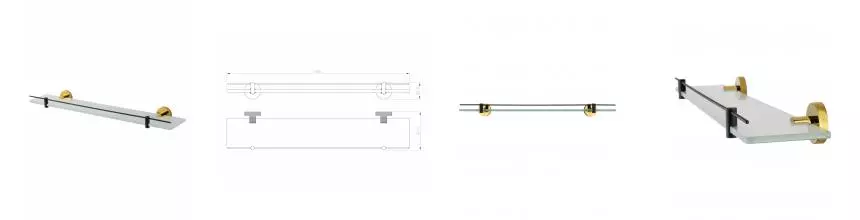 Стеклянная полка для ванной WONZON & WOGHAND MAJESTIC, Чёрный/Золото (WW-9227) · Majestic, Wonzon & Woghand, WW-9227
