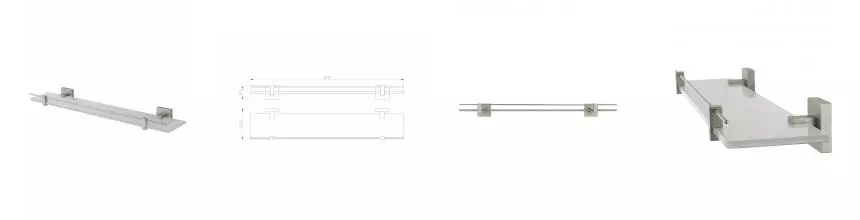 Стеклянная полка для ванной WONZON & WOGHAND POLO, Брашированный никель (WW-8927-BN) · Polo, Wonzon & Woghand, WW-8927-BN