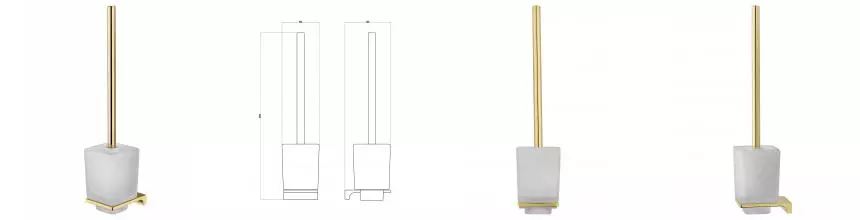 Туалетный ершик в комплекте WONZON & WOGHAND ECLIPSE, Глянцевое золото (WW-9129-LG) · Eclipse, Wonzon & Woghand, WW-9129-LG