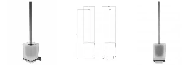 Туалетный ершик в комплекте WONZON & WOGHAND ECLIPSE, Тёмный графит (WW-9129-GM) · Eclipse, Wonzon & Woghand, WW-9129-GM