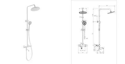 Душевая система с термостатом WONZON & WOGHAND INN 4, Белый матовый (WW-B3047-A1-MW) · Inn, Wonzon & Woghand, WW-B3047-A1-MW