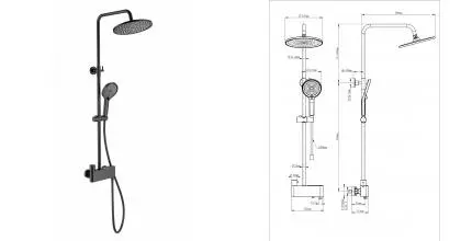 Душевая система с термостатом WONZON & WOGHAND MUSE Corno, Черный матовый (WW-B3110-MB) · Muse, Wonzon & Woghand, WW-B3110-MB