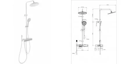 Душевая система с термостатом WONZON & WOGHAND MUSE Forte, Белый матовый (WW-B3580-MW) · Muse, Wonzon & Woghand, WW-B3580-MW