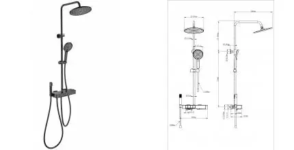 Душевая система с термостатом WONZON & WOGHAND MUSE Forte, Черный матовый (WW-B3580-MB) · Muse, Wonzon & Woghand, WW-B3580-MB