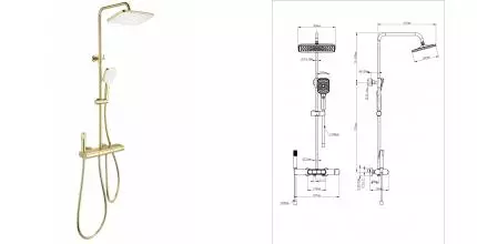Душевая система с термостатом WONZON & WOGHAND MUSE Legato, Брашированное золото (WW-B4129-BG) · Muse, Wonzon & Woghand, WW-B4129-BG Душевая система с термостатом WONZON & WOGHAND MUSE Legato, Брашированное золото (WW-B4129-BG) · Muse, Wonzon & Woghand, WW-B4129-BG