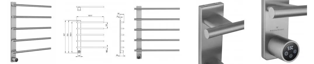 Полотенцесушитель электрический WONZON & WOGHAND NURNBERG, Брашированный никель (WW-AL345-BR) · Wonzon & Woghand, WW-AL345-BR