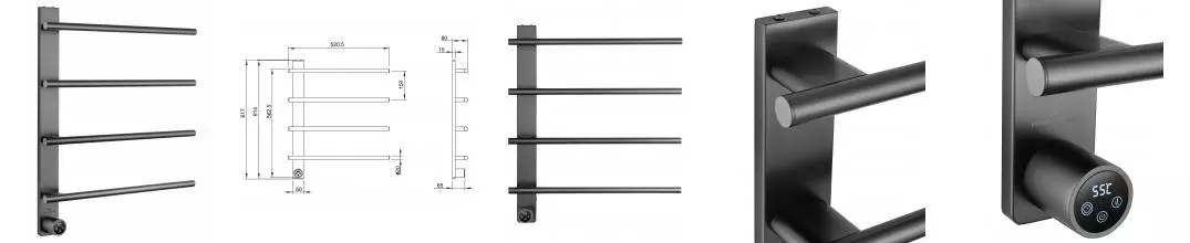 Полотенцесушитель электрический WONZON & WOGHAND NURNBERG, Тёмный графит (WW-AL344-GM) · Wonzon & Woghand, WW-AL344-GM