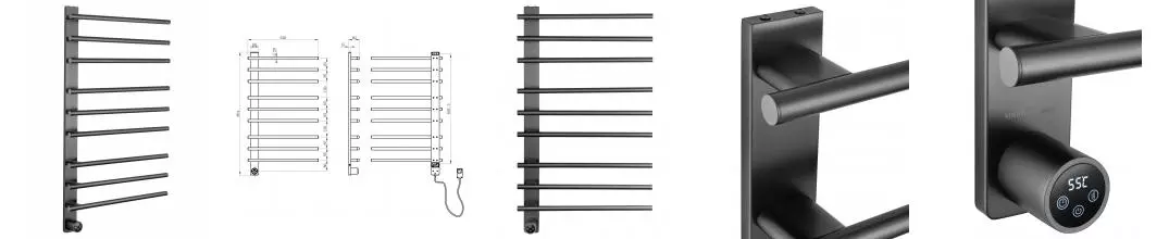 Полотенцесушитель электрический WONZON & WOGHAND NURNBERG, Тёмный графит (WW-AL349-GM) · Wonzon & Woghand, WW-AL349-GM