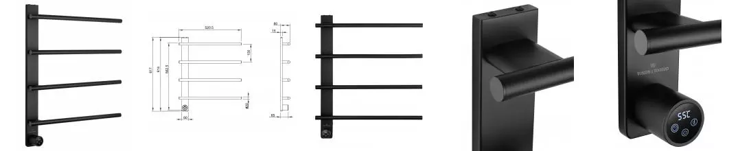 Полотенцесушитель электрический WONZON & WOGHAND NURNBERG, Черный матовый (WW-AL344-MB) · Wonzon & Woghand, WW-AL344-MB