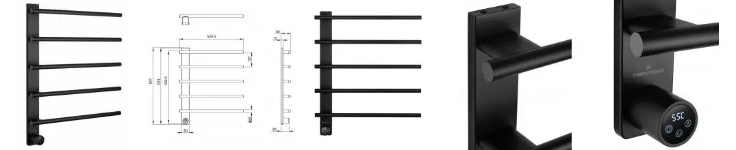 Полотенцесушитель электрический WONZON & WOGHAND NURNBERG, Черный матовый (WW-AL345-MB) · Wonzon & Woghand, WW-AL345-MB