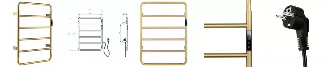 Полотенцесушитель электрический WONZON & WOGHAND WISMAR, Брашированное золото (WW-AL201-BG) · Wonzon & Woghand, WW-AL201-BG