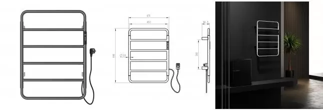 Полотенцесушитель электрический WONZON & WOGHAND WISMAR, Тёмный графит (WW-AL201-GM) · Wonzon & Woghand, WW-AL201-GM