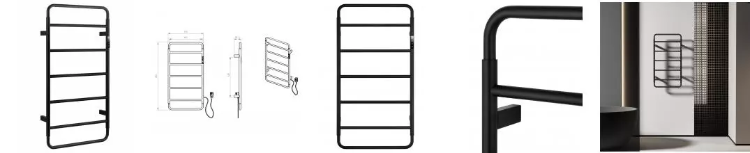 Полотенцесушитель электрический WONZON & WOGHAND WISMAR, Черный (WW-AL202-MB) · Wonzon & Woghand, WW-AL202-MB