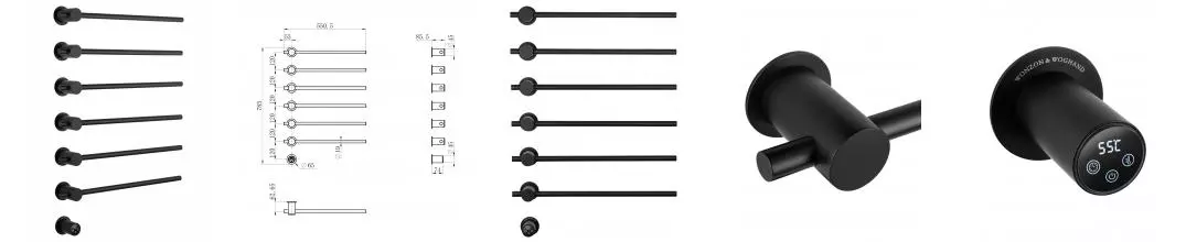 Полотенцесушитель электрический встраиваемый WONZON & WOGHAND BADEN, Черный матовый (WW-AL366-MB) · Wonzon & Woghand, WW-AL366-MB