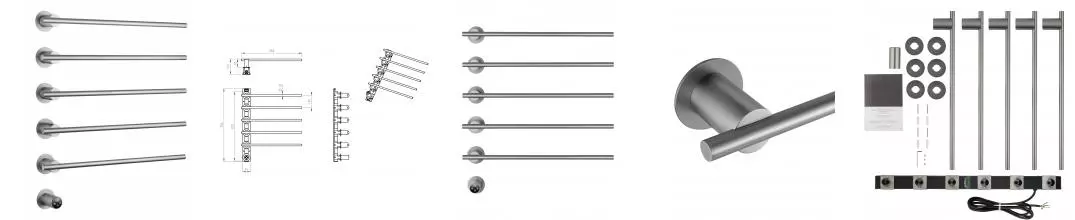 Полотенцесушитель электрический встраиваемый WONZON & WOGHAND DORTMUND, Брашированный никель (WW-A365-BR) · Wonzon & Woghand, WW-A365-BR