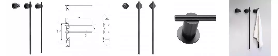 Полотенцесушитель электрический встраиваемый WONZON & WOGHAND DORTMUND, Тёмный графит (WW-A362-GM) · Wonzon & Woghand, WW-A362-GM