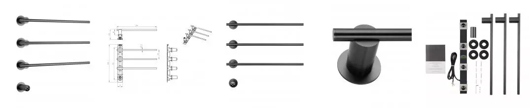 Полотенцесушитель электрический встраиваемый WONZON & WOGHAND DORTMUND, Тёмный графит (WW-A363-GM) · Wonzon & Woghand, WW-A363-GM